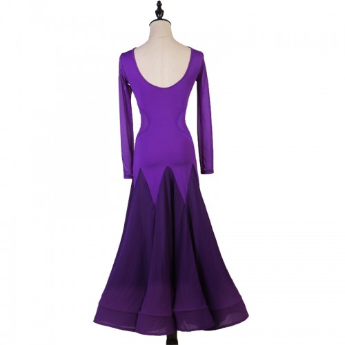 Women violet purple competition national ballroom dance dress with diamond foxtrot smooth tango waltz dance long dress for female
